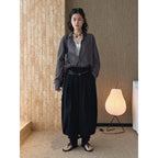 Loose fit high waist draped cuffed pants