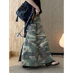 Camo long skirt women high waist vintage A-line maxi skirt