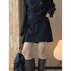Structured high-waisted mini skirt with inner shorts lining