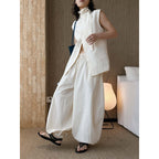 High waist cotton linen balloon pants loose casual wide leg trousers