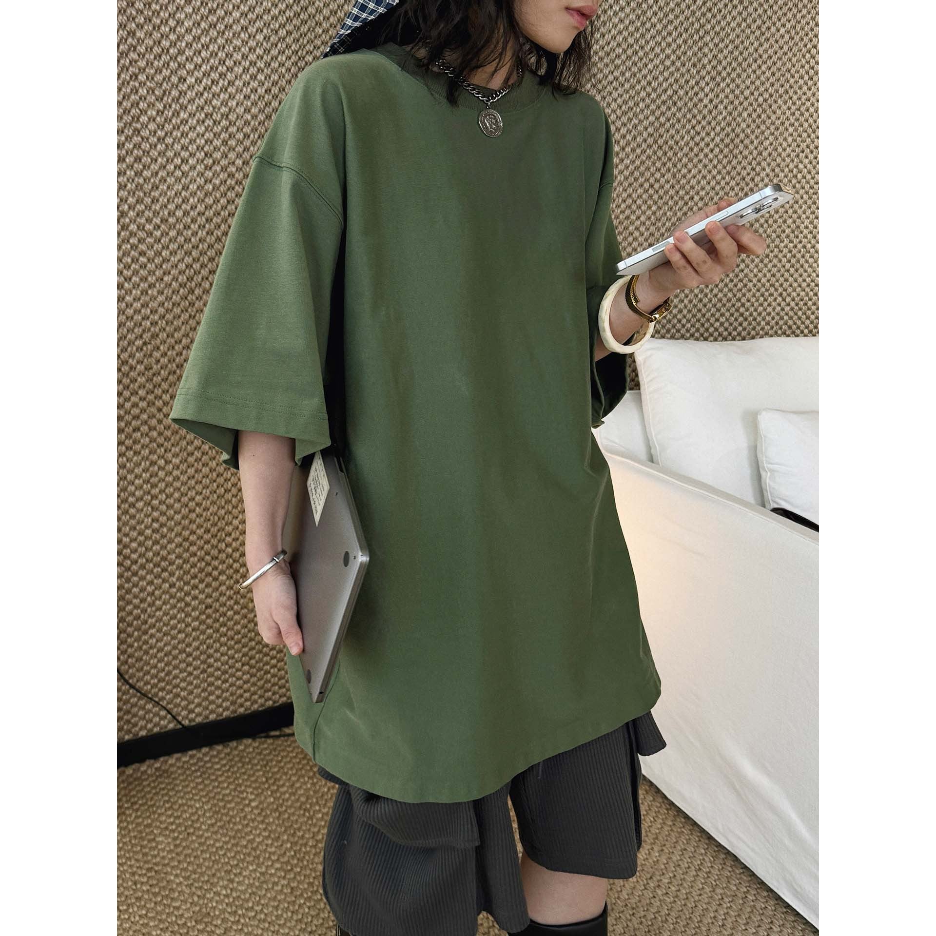 oversized t shirt cotton loose fit short sleeve crew neck casual basic tee top
