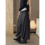 High waist pleated loose fit tapered cuff pants