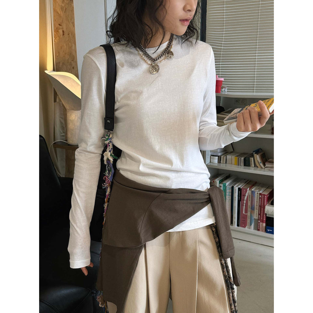 Slim fit round neck long sleeve base layer top