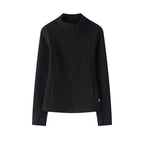 Simple Sporty Stand-up Collar Patchwork Jacket Slim Fit Short Outerwear