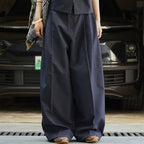 Retro short vest + I-shaped pleated curved trousers set