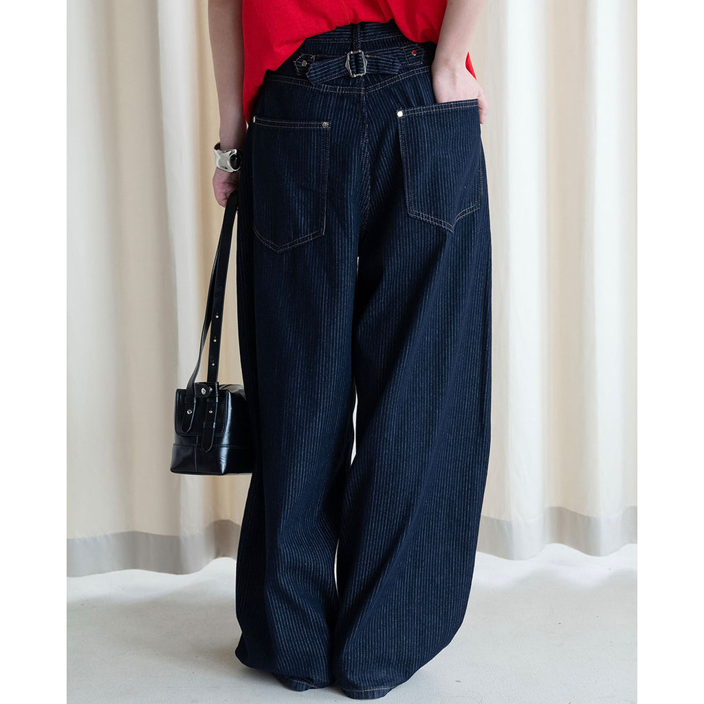 Retro high waisted back cross stitched jeans