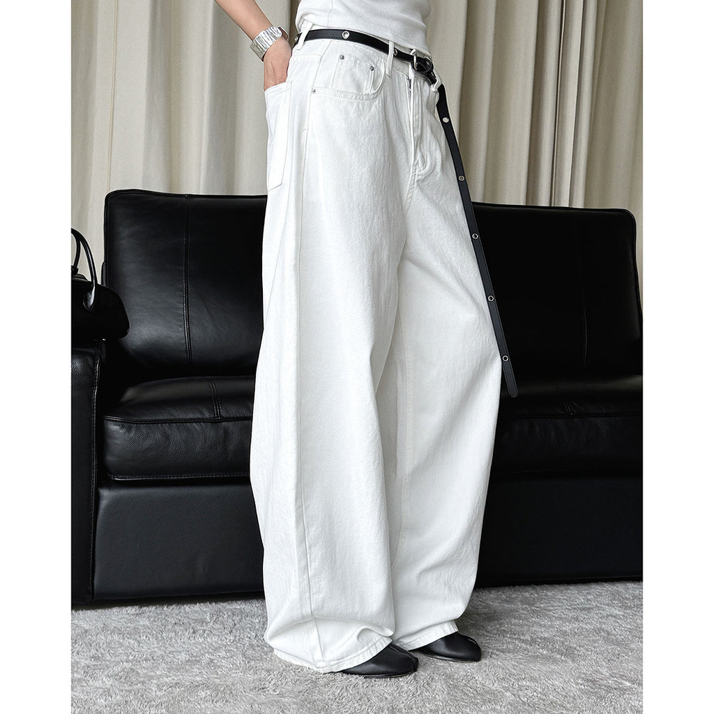 Vintage high waisted washed distressed loose wide leg jeans