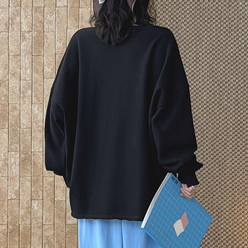 oversized long sleeve sweatshirt cotton loose fit crew neck pullover casual top
