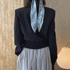 Stand collar cropped structured blazer jacket