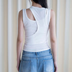 Fake two piece patchwork irregular vest tank top