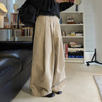 wide leg trousers women high waist loose draped straight pants
