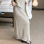 Women’s Textured Knit A-Line Midi Skirt