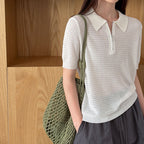Women’s Half-Zip Hollow Knit Polo Top