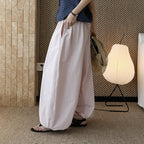 High waist cotton linen balloon pants loose casual wide leg trousers