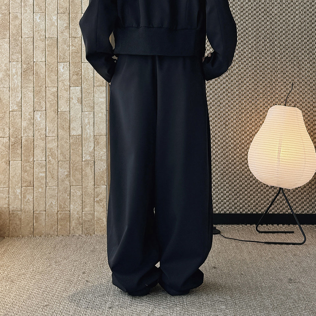 High waist loose fit structured wide leg pants