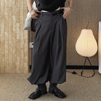 High waist pleated loose fit tapered cuff pants