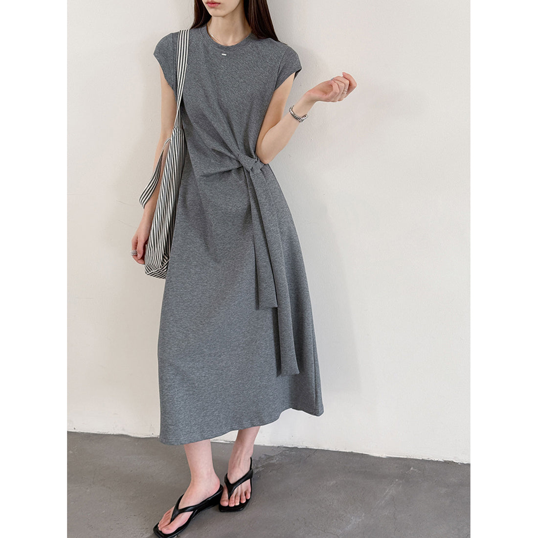 Women’s Knot-Waist Short-Sleeve Midi Dress