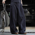 Retro short vest + I-shaped pleated curved trousers set