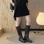 Structured high-waisted mini skirt with inner shorts lining