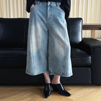 Summer new retro workwear patchwork wide leg jeans