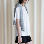 Round neck small rolled edge short sleeved slimming T-shirt