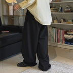 High waist loose fit structured wide leg pants