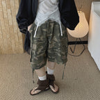 High Waist Camouflage Cargo Shorts Women Vintage Loose Fit Utility Bermuda Shorts