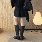 Structured high-waisted mini skirt with inner shorts lining