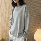 Loose fit round neck long sleeve sweatshirt top
