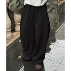 Elastic high waisted side straps and loose wide leg pants