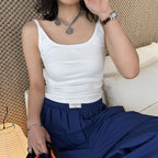 American sporty solid color slim fitting tank top