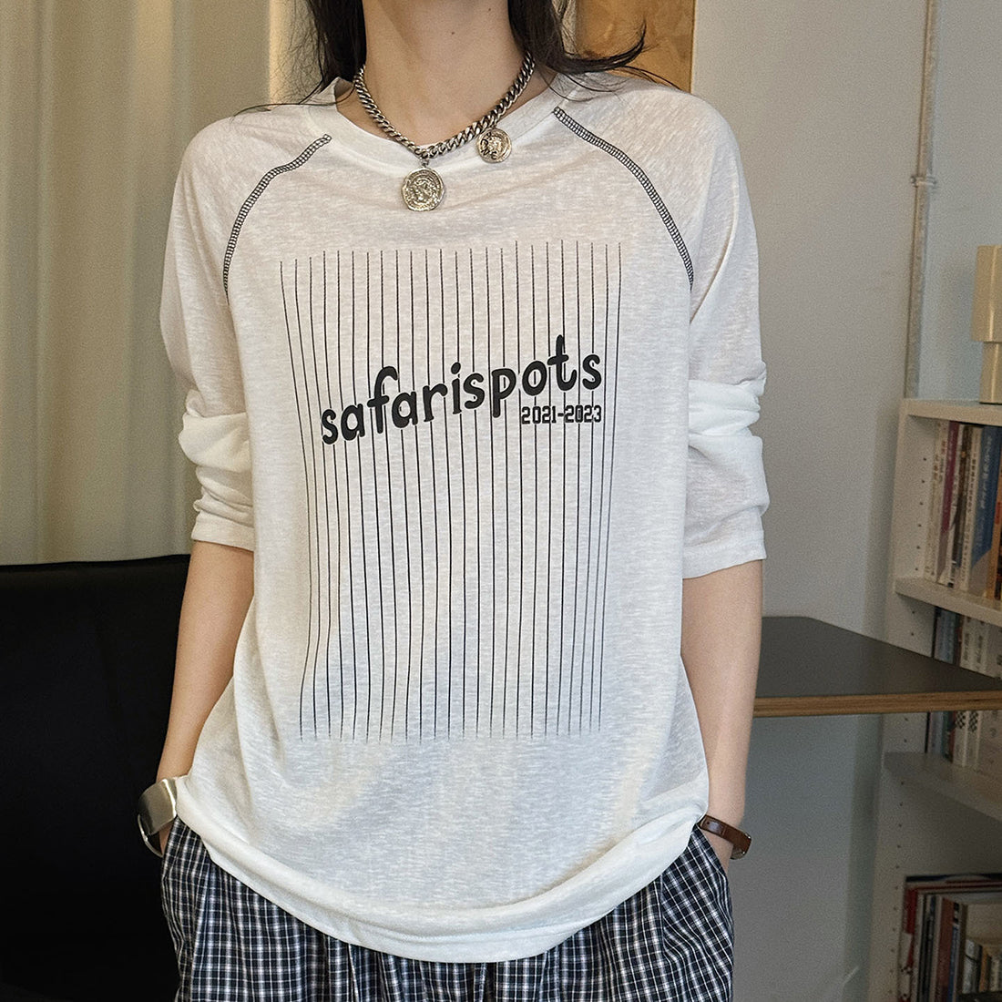 Striped contrasting letter printed T-shirt top
