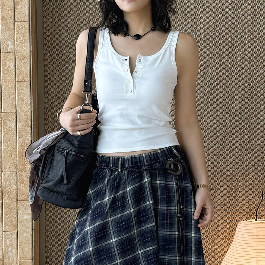 American retro button down sleeveless vest tank top