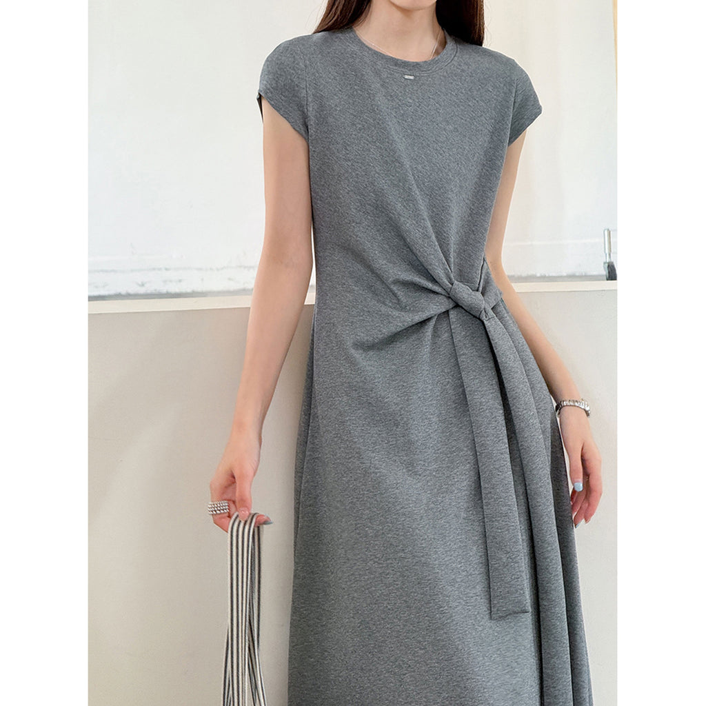 Women’s Knot-Waist Short-Sleeve Midi Dress