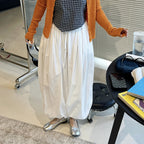 Solid color button tied foot balloon pants