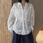 floral loose and long sleeve button up shirt