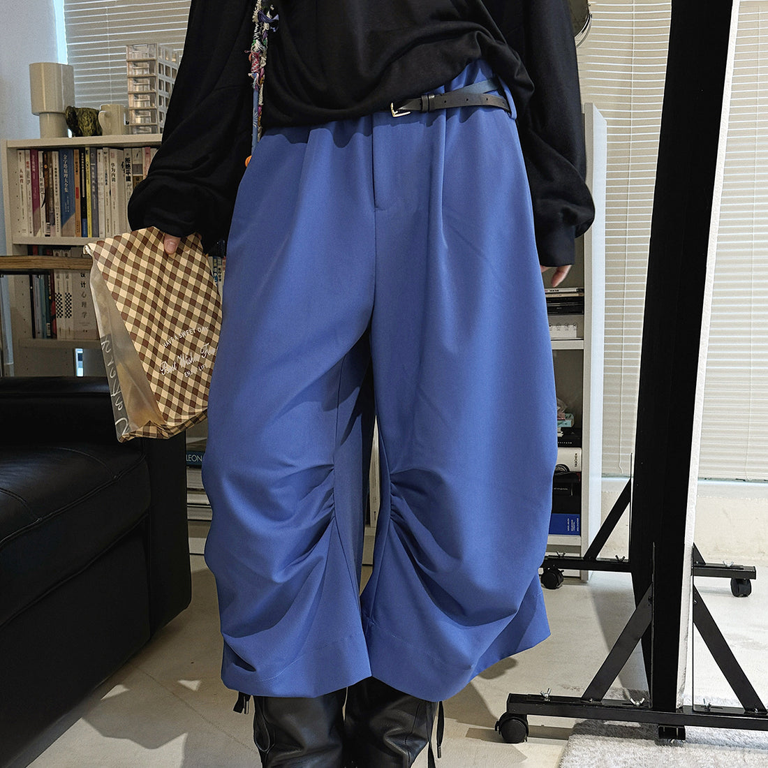 high waist wide leg pants lyocell cotton draped loose trousers casual pleated baggy pants