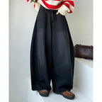 American retro fleece warm loose jeans