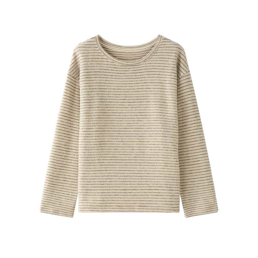 Simple striped loose round neck T-shirt top