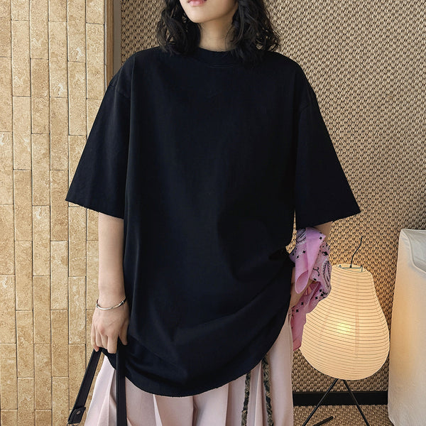 Loose fit round neck short sleeve oversized t shirt