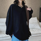 oversized long sleeve sweatshirt cotton loose fit crew neck pullover casual top