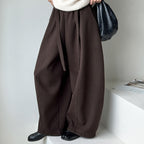 Retro high waist slimming wide leg casual curved knife pants