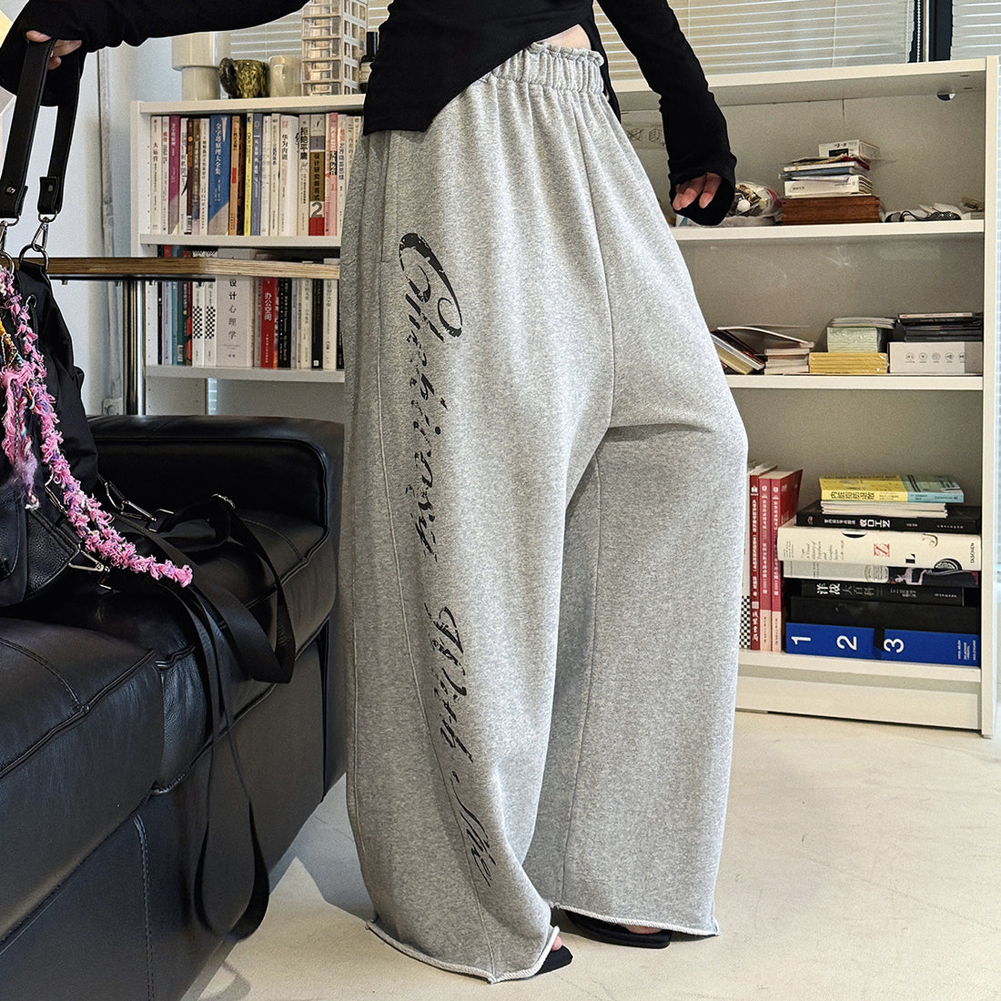 Women’s Oversized Wide Leg Sweatpants with Letter Print