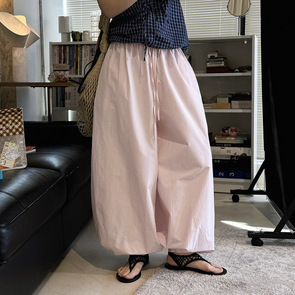 High waist cotton linen balloon pants loose casual wide leg trousers