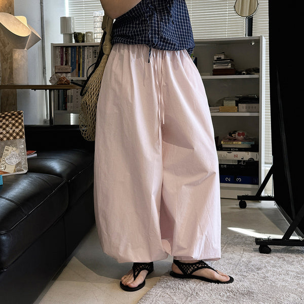 High waist cotton linen balloon pants loose casual wide leg trousers