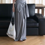 Elastic drawstring loose wide leg pants
