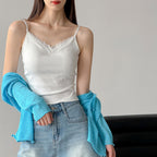 Women’s Lace Trim Floral Print Camisole with Built-in Bra