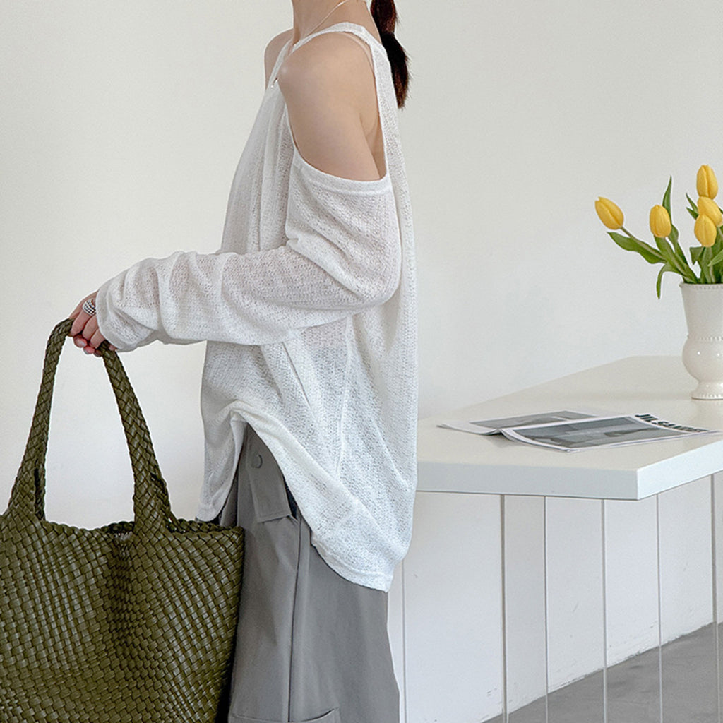 Women’s Off-Shoulder Knit Long-Sleeve Top