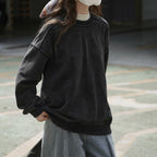 Simple brushed silhouette pullover loose and comfortable sweatshirt