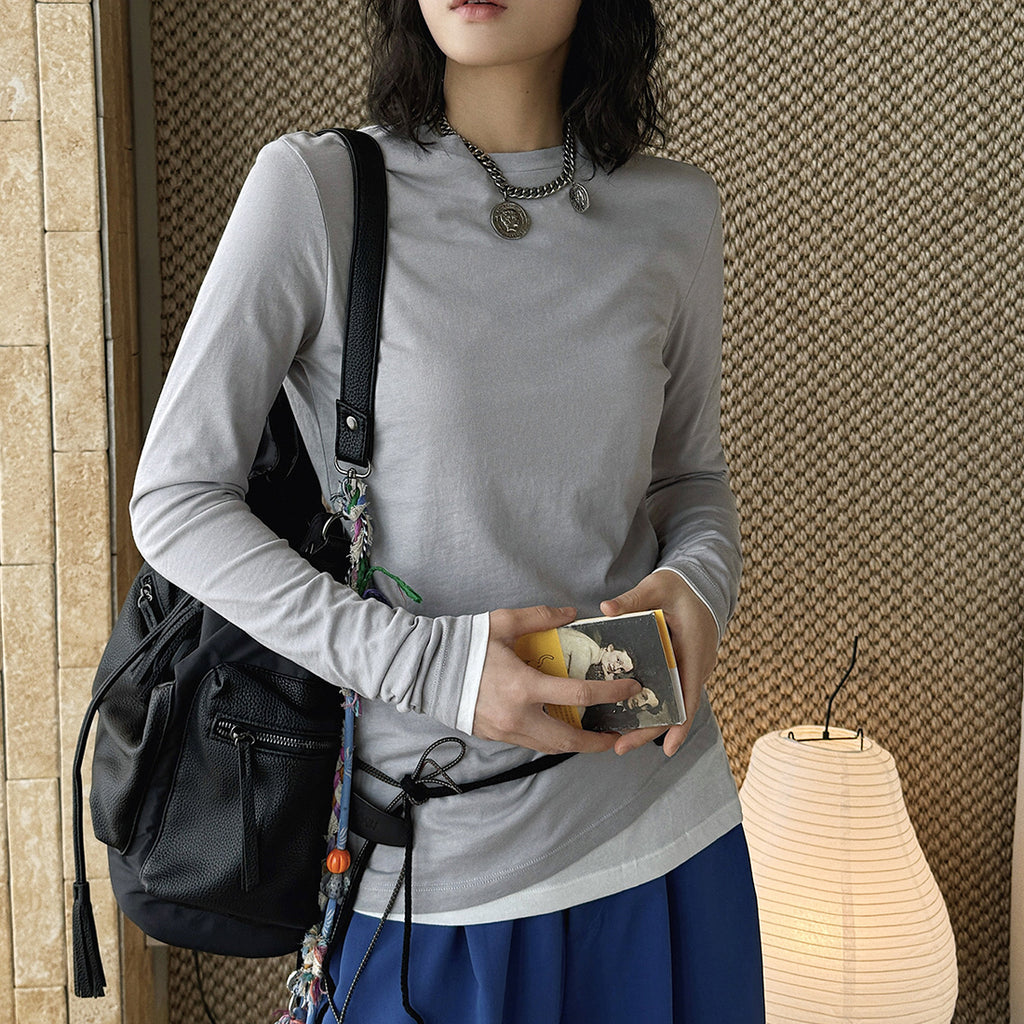 Slim fit round neck long sleeve base layer top